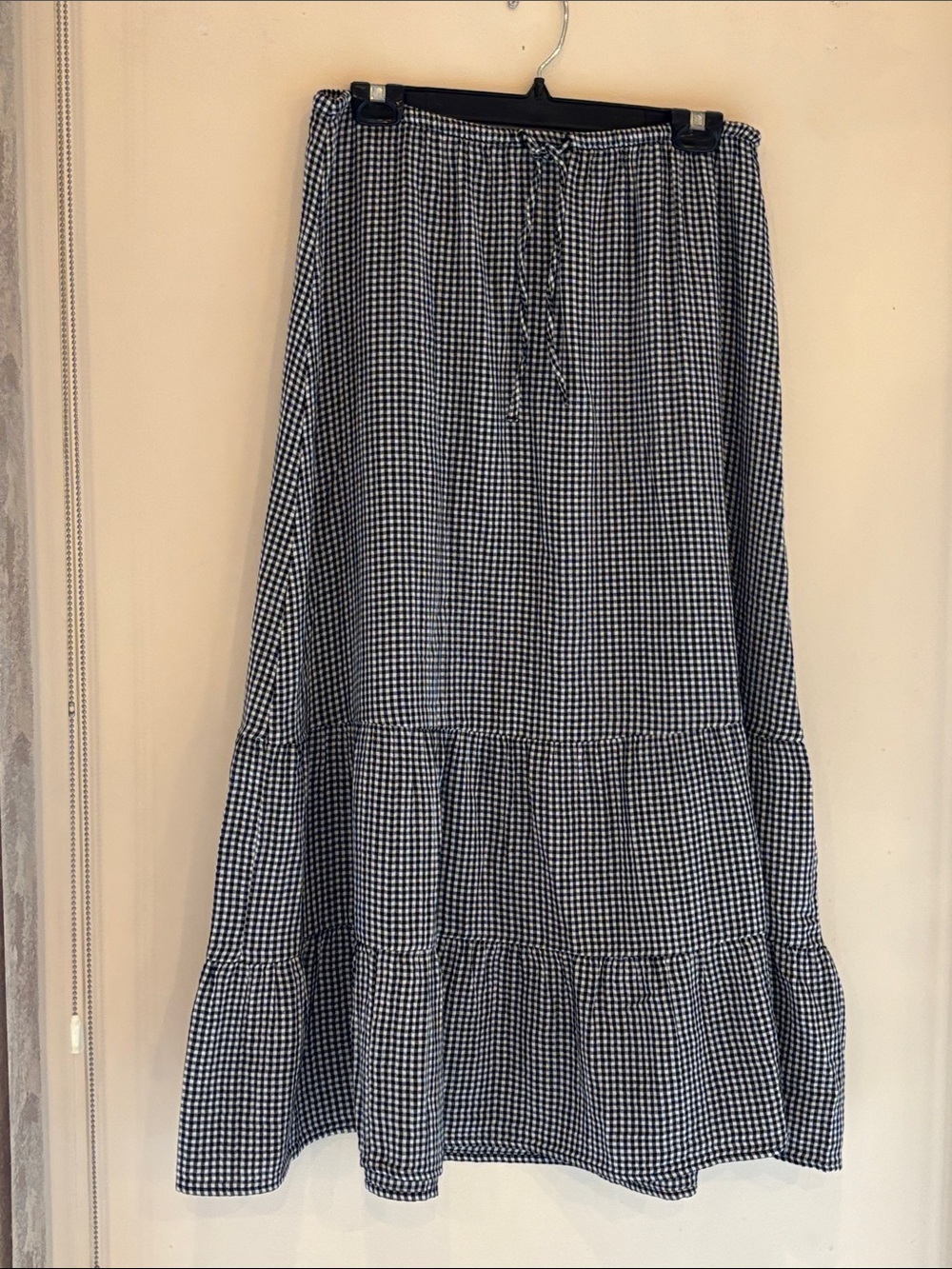 Gap Checkered Tiered Maxi Skirt Black & White Size Medium